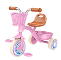 Delightful Pink Toddler Tricycle with LED Flash Wheels, Front Woven Basket & Rear Storage Box - Perfect First Trike for Boys & Girls