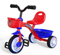 Spider-Themed Kids Tricycle with LED Light-Up Wheels, Red & Blue Superhero Toddler Trike with Dual Baskets for Boys & Girls